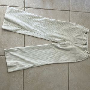 White House black market white cropped work pants with black delicate pinstripe